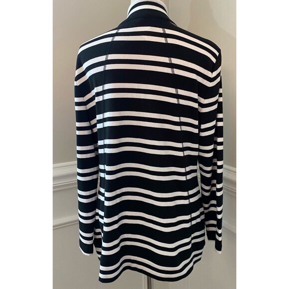 Talbots Jacket Women’s Size XL Petite Black White Stripe Full Zip Lightweight - Picture 4 of 11